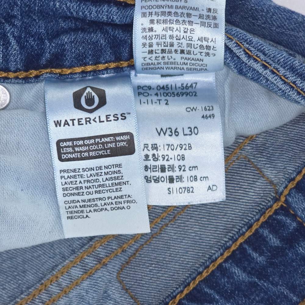 Levi's 511 Denim Jeans Mens 36x30 Faded Stretch Medium Wash Whiskers Distressed - Picture 6 of 16